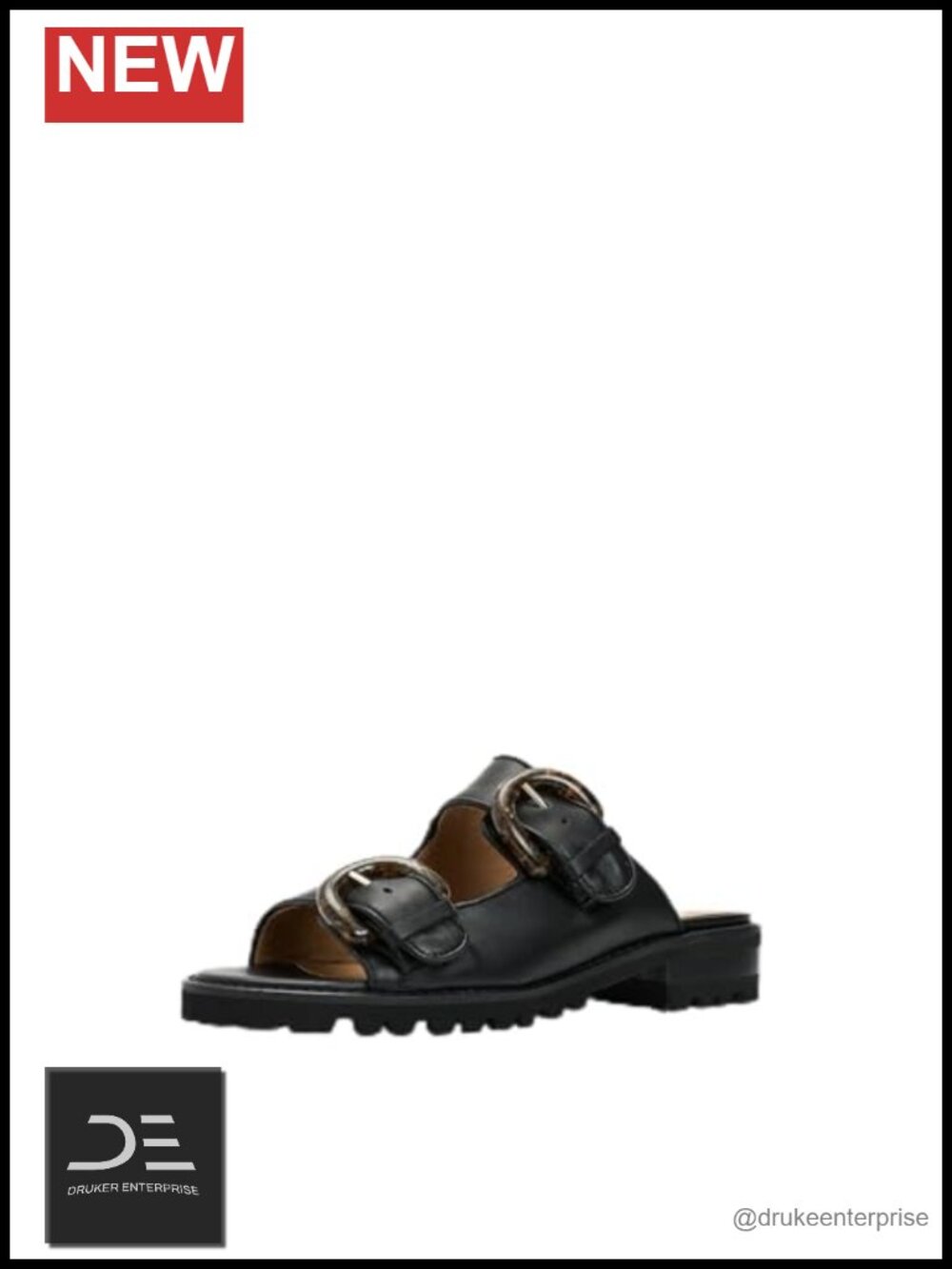 Leather Lined Round Toe Sandals with Buckle Closure, 1" Heel